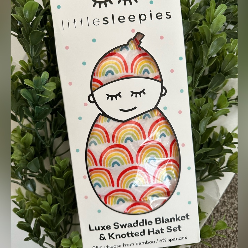 NEW Little Sleepies Rainbow Swaddle and Hat